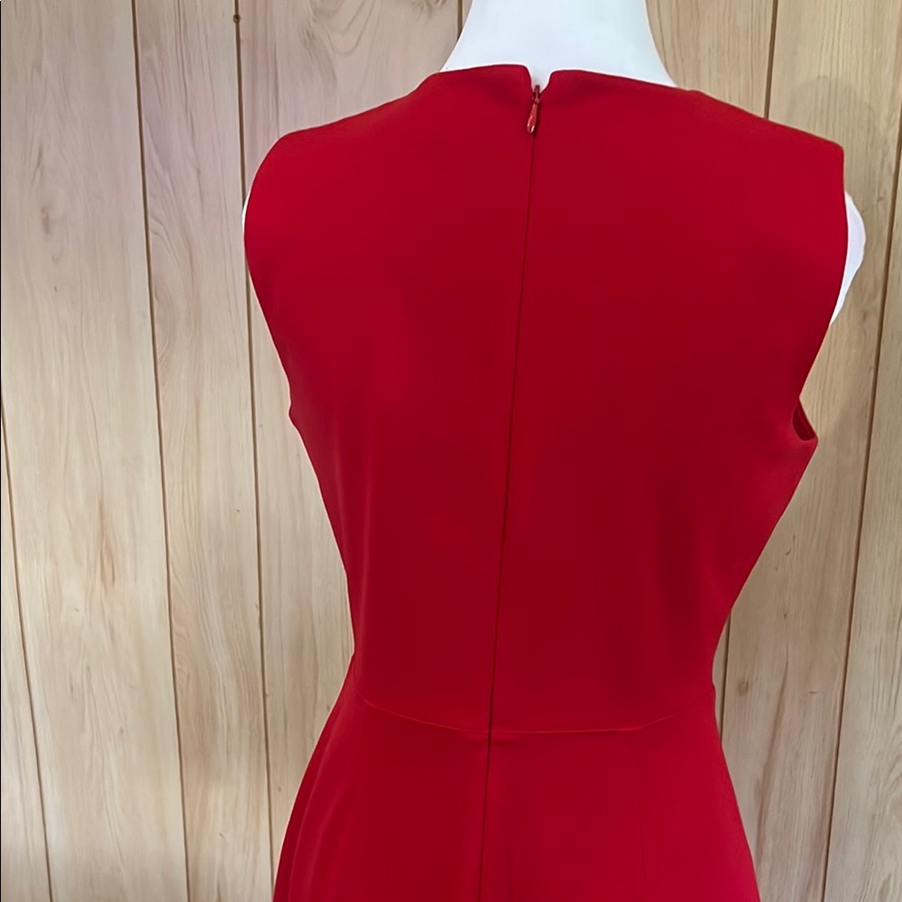 Calvin Klein Red‎ Sleeveless Sheath Dress With Gold Zipper O-Ring - Size 4 - Picture 11 of 13